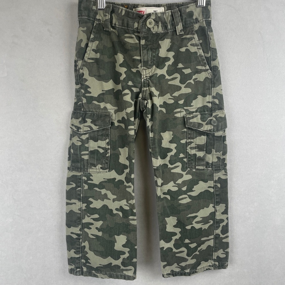 Levis 505 Camo Cargo Pants Boys 4 Reg Green Adjustable Durable Streetwear Gorp